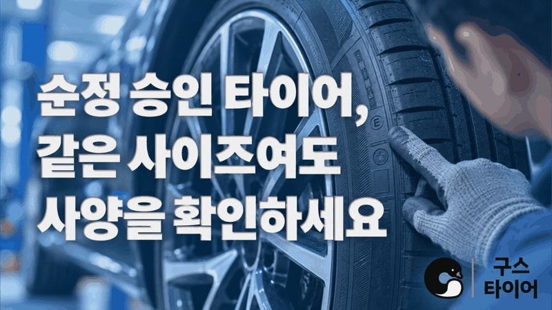 순정 승인 타이어, 사이즈 다음에 확인할 표시